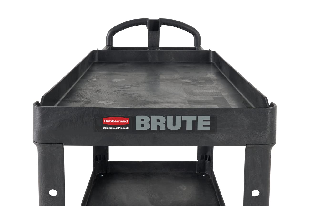 Rubbermaid Commercial Products 2-Shelf Utility/Service Cart, Medium, Black, Lipped Shelves, Ergonomic Handle, 500 Lbs Capacity, forfor Warehouse/Garage/Cleaning/Manufacturing - Image 19